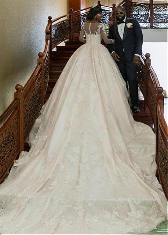 Princess Wedding Dress Long Sleeves Cathedral Train Dresses For