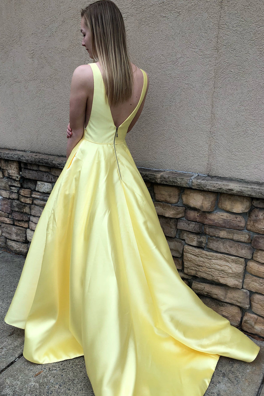 Yellow Prom Dress, Prom Dresses, Evening Gown,Graduation School Party Gown