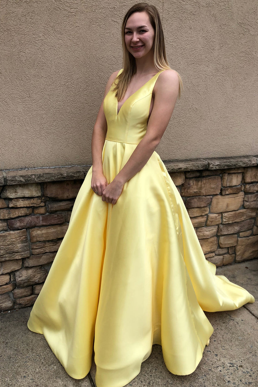 Yellow Prom Dress, Prom Dresses, Evening Gown,Graduation School Party ...