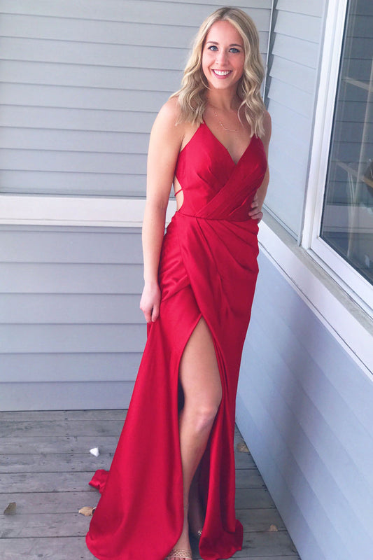 Sexy Prom Dress with Slit, Prom Dresses, Evening Gown,Graduation School Party Gown