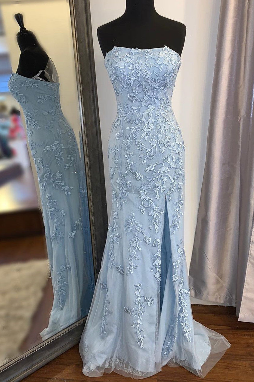 Lace Prom Dress Long with Slit, Evening Dress, Formal Dress, Dance Dresses