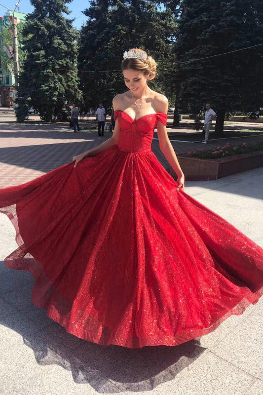 Red Sparkling Prom Dress , Formal Dress, Graduation School Party Gown