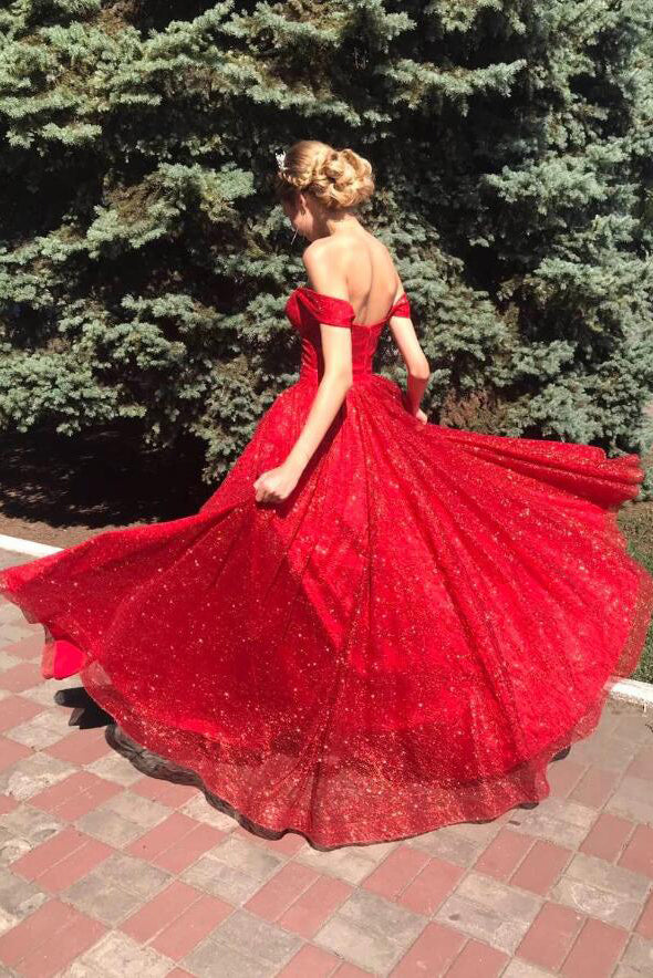 Red Sparkling Prom Dress , Formal Dress, Graduation School Party Gown