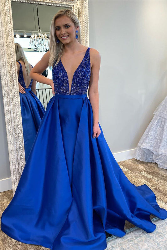 Custom Made Prom Dress Royal Blue, Prom Dresses, Pageant Dress, Evening Dress, Dance Dresses, Graduation School Party Gown