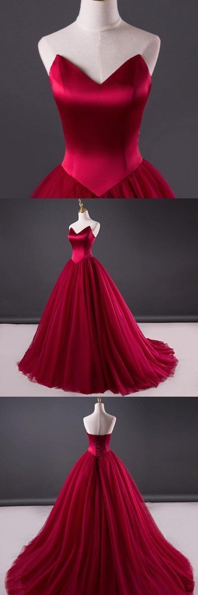 Burgundy Prom Dress, Ball Gown, Dresses For Party, Evening Dress, Formal Dress