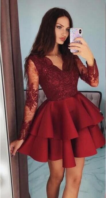 Homecoming Dress Long Sleeves, Short Prom Dress ,Dresses For Graduation Party