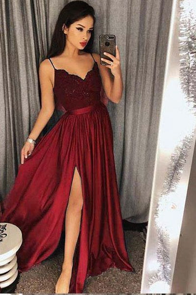 Sexy Prom Dress with Slit, Evening Gown, Graduation School Party Dress, Winter Formal Dress