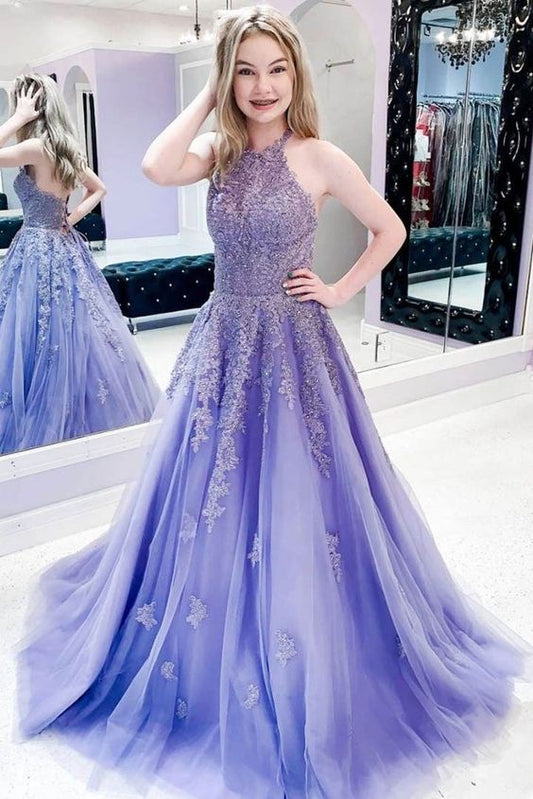 Cheap Prom Dresses Halter Neckline, Formal Dress, Evening Dress, Dance Dresses, Graduation School Party Gown