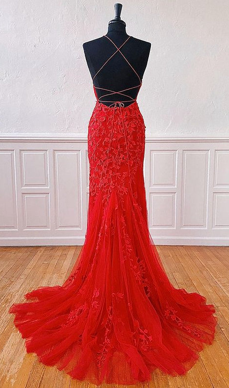 Tulle/Lace Prom Dress Long with Appliques and Beading,Prom Dresses,Pageant Dress