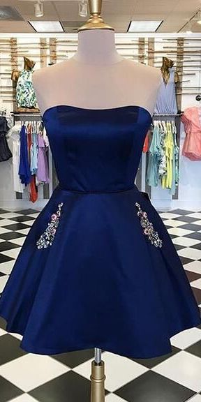 Navy Homecoming Dress 2021, Short Prom Dress, Formal Outfit, Back to School Party Gown