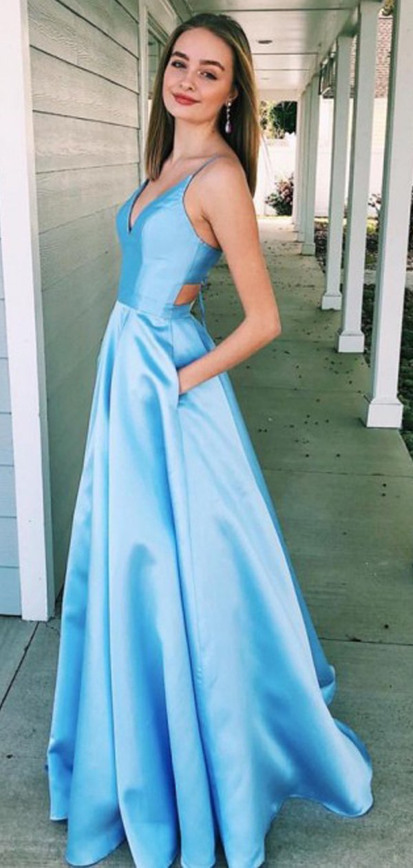 Simple Prom Dress with Pockets, Dresses For Party, Evening Dress, Formal Dress