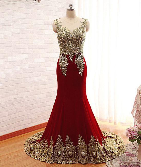 Burgundy Mermaid Prom Dress Formal Dress, Evening Dress, Dance Dresses