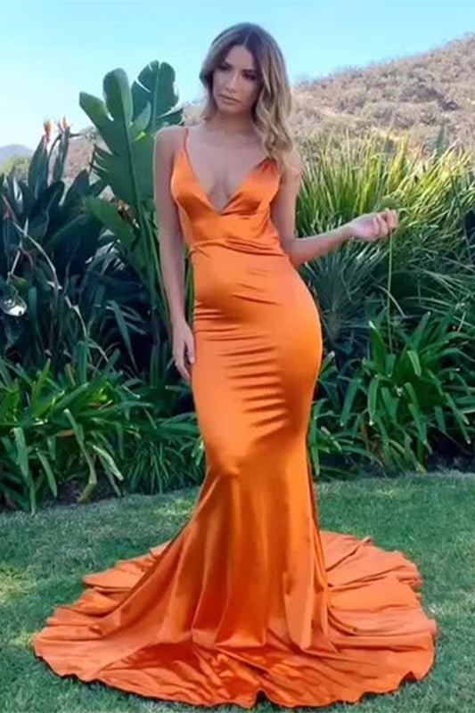 Orange Mermaid Prom Dress 2021 Formal Dress, Evening Dress, Dance Dresses