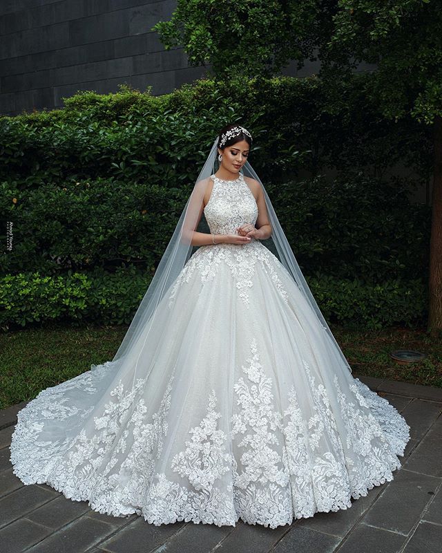 Princess Wedding Dress Halter Neckline, Dresses For Wedding, Bridal Go ...