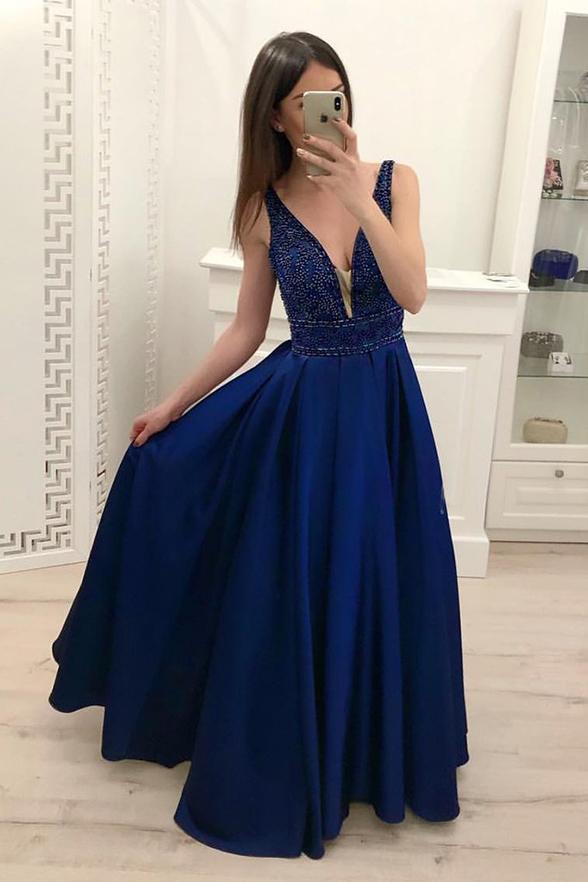 Dark Blue Prom Dress Long, Ball Gown, Dresses For Party, Evening Dress, Formal Dress