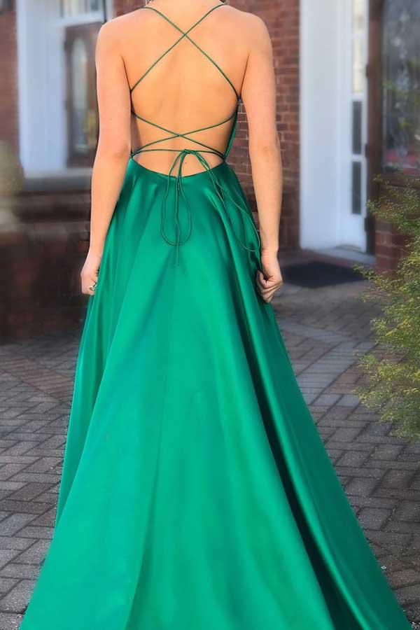 Sexy Green Prom Dress For Teens, Prom Dresses, Graduation School Party Gown