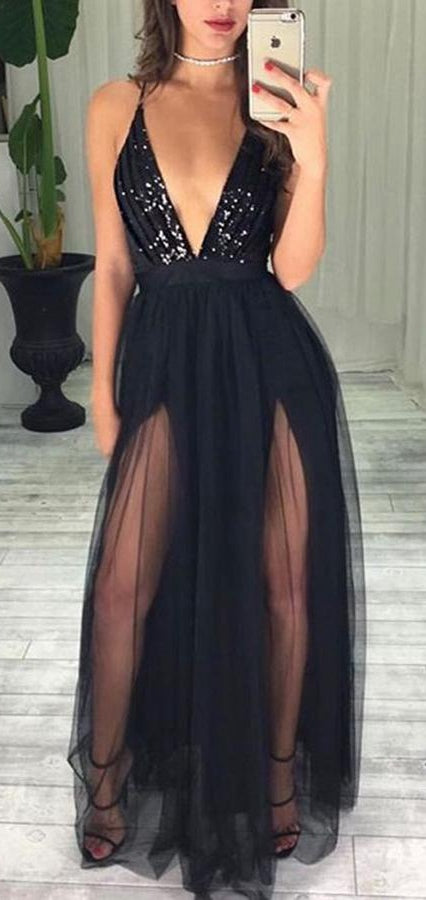 Sexy Black Prom Dresses Long, Dresses For Graduation Party, Evening Dress, Formal Dress