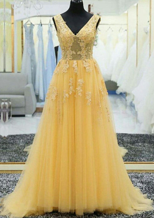 Yellow Prom Dresses Long, Ball Gown, Dresses For Party, Evening Dress, Formal Dress