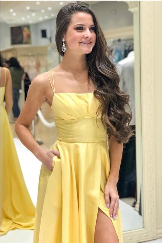 Sexy Yellow Prom Dresses, Evening Dress, Formal Dress, Dance Dresses, Graduation School Party Gown