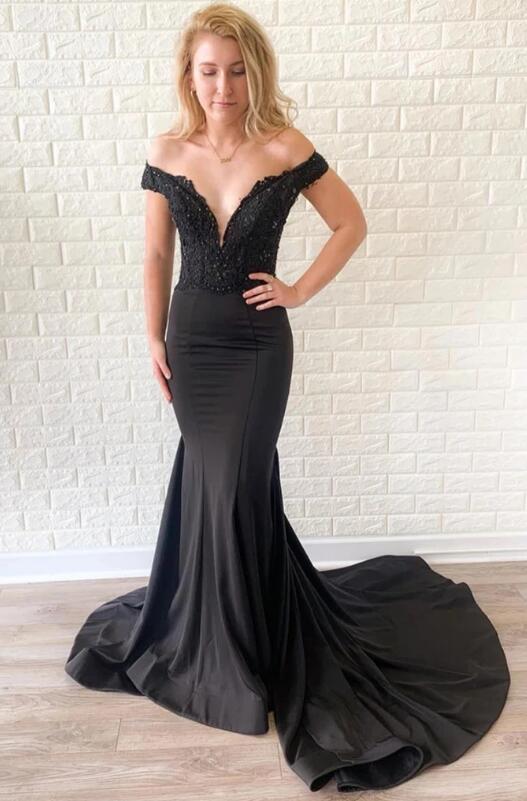 Black Mermaid Prom Dress Long, Formal Dress, Evening Dress, Dance Dresses