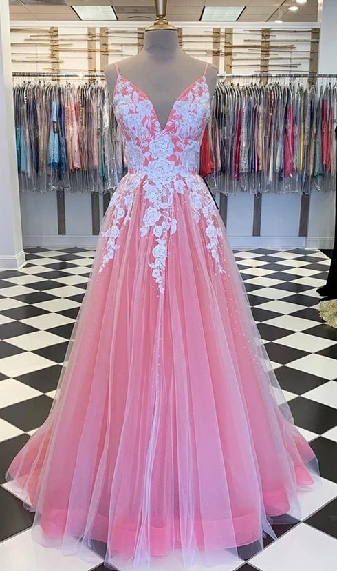 Long Prom Dresses with Appliques and Beading,Evening Dresses,Charming Dance Dress