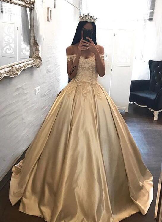Champagne Gold Prom Dress, Homecoming Dress, Formal Dress, Evening Dre