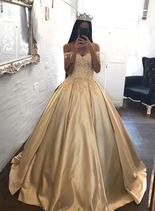 Champagne Gold Prom Dress, Homecoming Dress, Formal Dress, Evening Dre