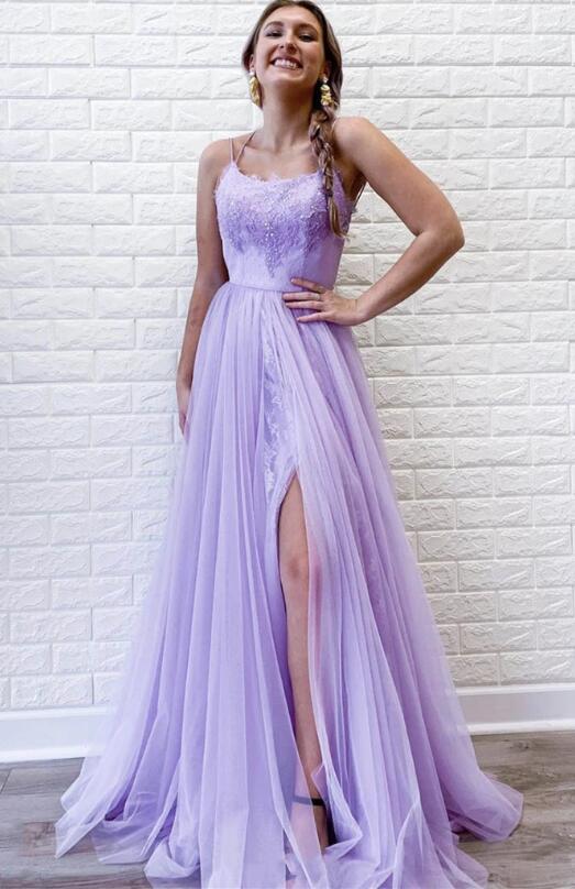 Long Prom Dress with Slit, Formal Dress, Evening Dress, Dance Dresses, Graduation School Party Gown