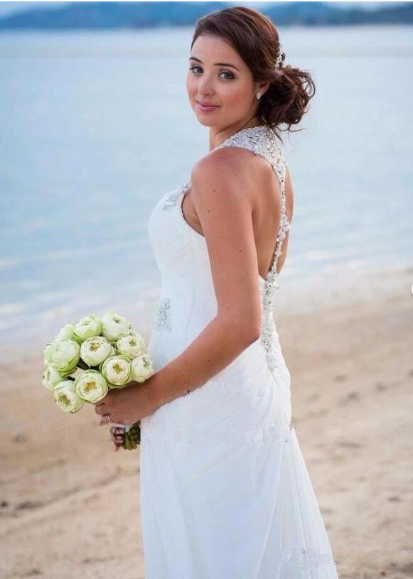 Sexy Beach Wedding Dress Slit Skirt, Dresses For Wedding, Bridal Gown ,Bride Dress, Dresses For Brides
