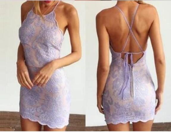 Sexy Lace Homecoming Dress Halter Neckline , Hoco Dress, Short Prom Dress, Formal Outfit, Back to School Party Gown