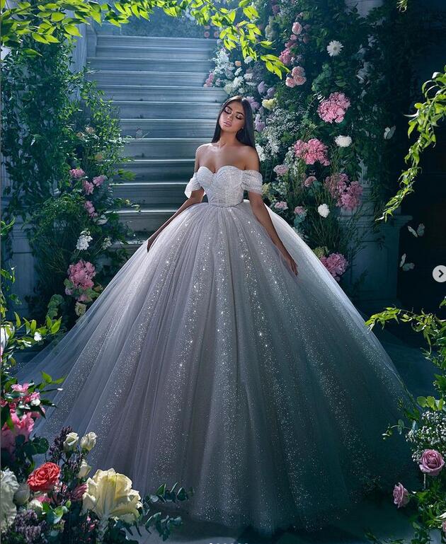 Sparkly Wedding Dress Off The shoulder Sleeve ,Dresses For Brides DressesTailor Sparkly Wedding Dress Off The shoulder Sleeve ,Dresses For Brides DressesTailor