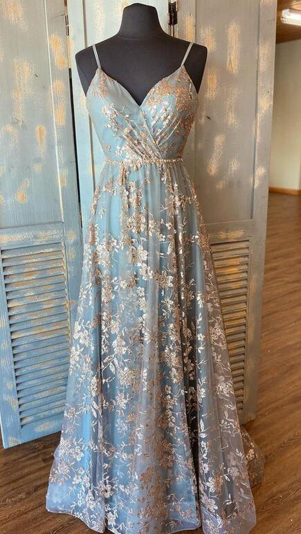 Sparkly Lace Prom Dress,Colored Wedding Dresses
