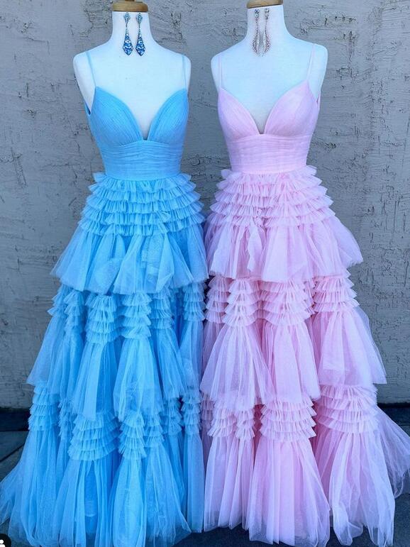 Prom Dress with Tiered Ruffle Skirt and Ruched Bodice, Wedding Dress