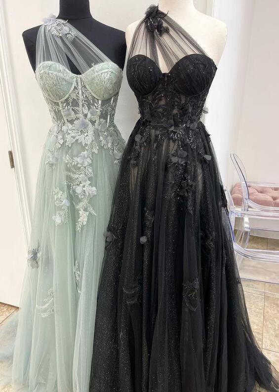 One Shoulder Prom Dresses Long, Sexy Graduation School Party Gown