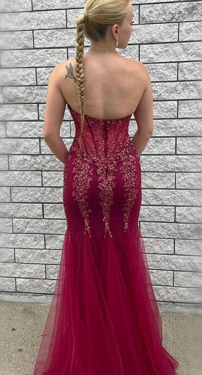 Strapless Mermaid Long Prom Dress with Beading