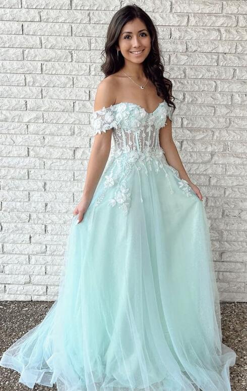 Off the Shoulder Prom Dresses Long, Sexy Graduation School Party Gown