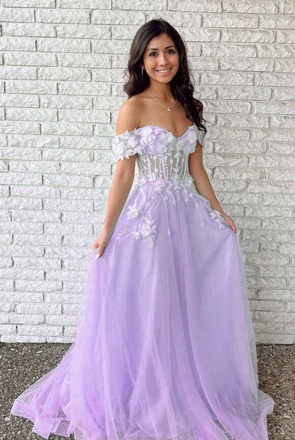 Off the Shoulder Prom Dresses Long, Sexy Graduation School Party Gown