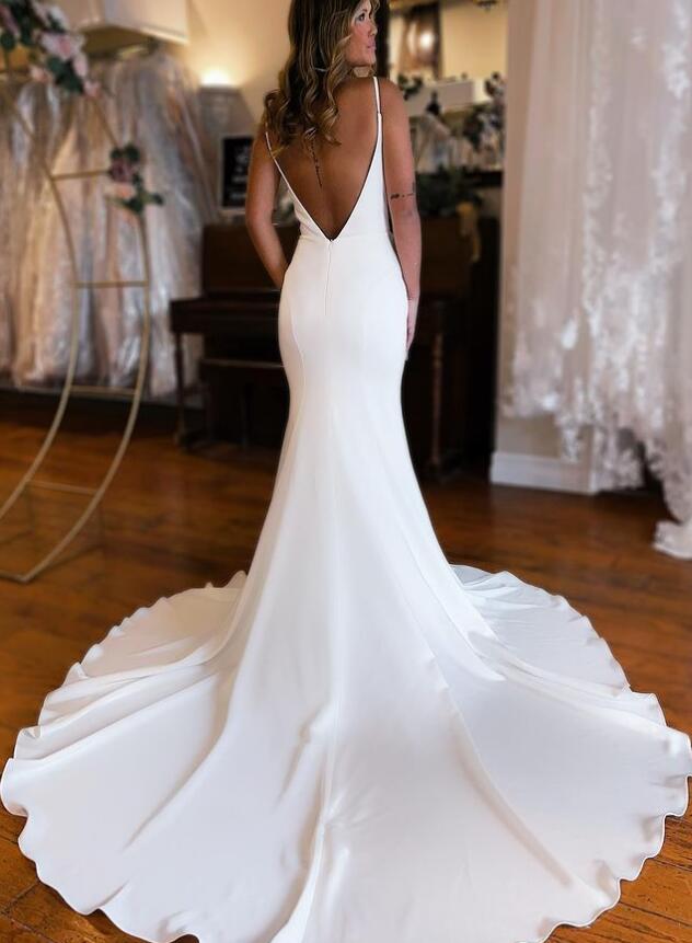 Sexy Open Back Chiffon Beach Wedding Dresses,Bridal Dresses DT1388