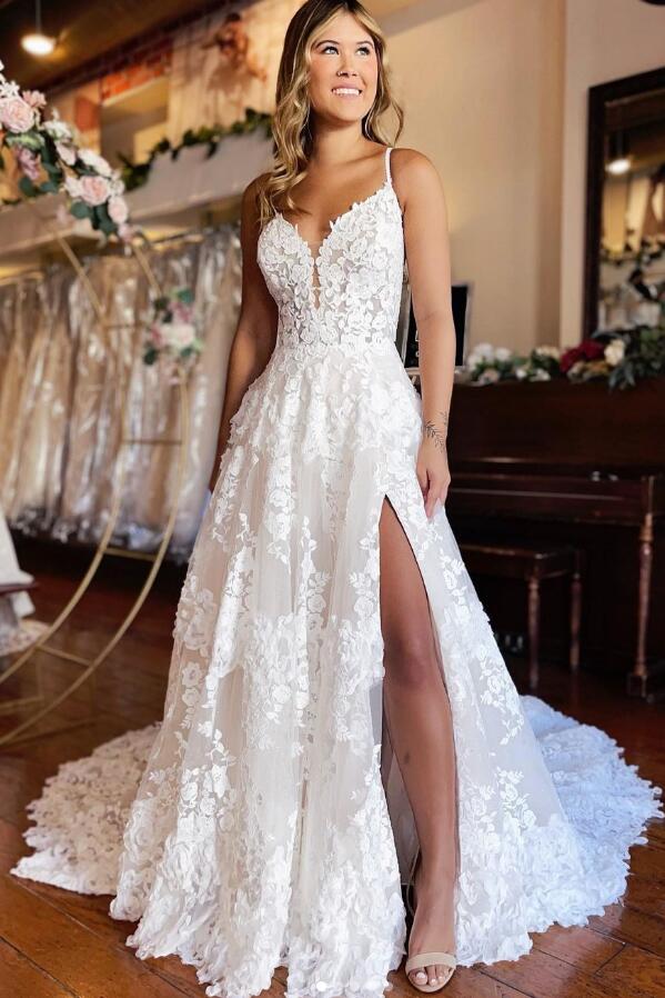 Open Back A-line Wedding Dresses,Bridal Dresses DT1394