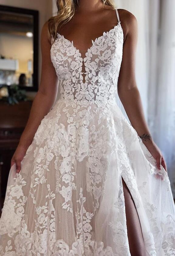 Open Back A-line Wedding Dresses,Bridal Dresses