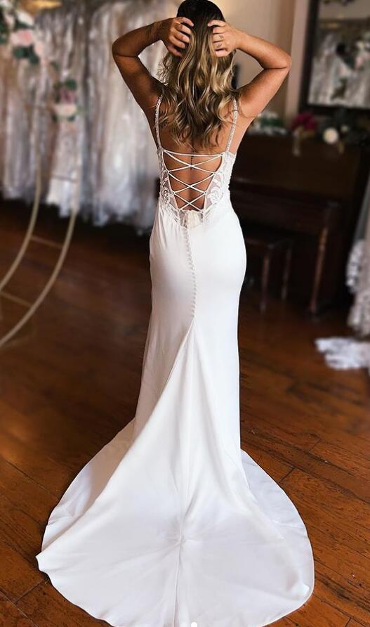 Sexy Wedding Dresses with Slit,Bridal Dresses DT1391