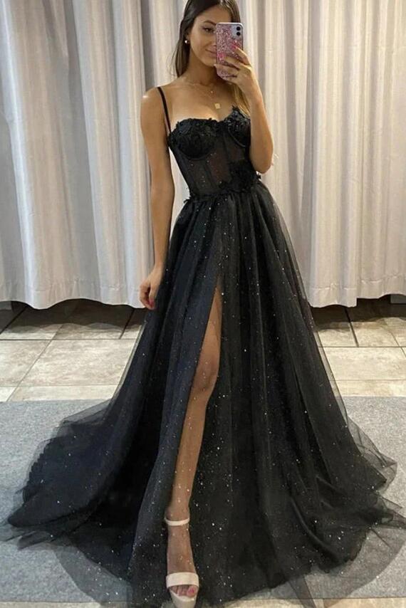 Black Sparkly Prom Dress,Long Hoco Dresses DT1381