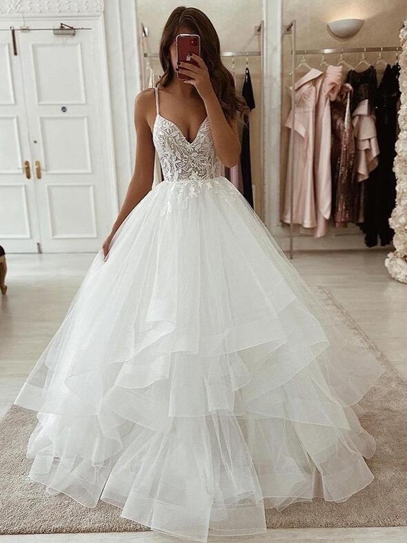 Princess V-neck Sleeveless Floor-Length Wedding Dresses DT1438