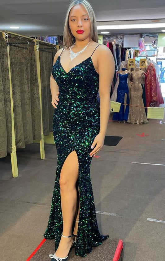 Sexy Sparkly Long Prom Dress with Slit