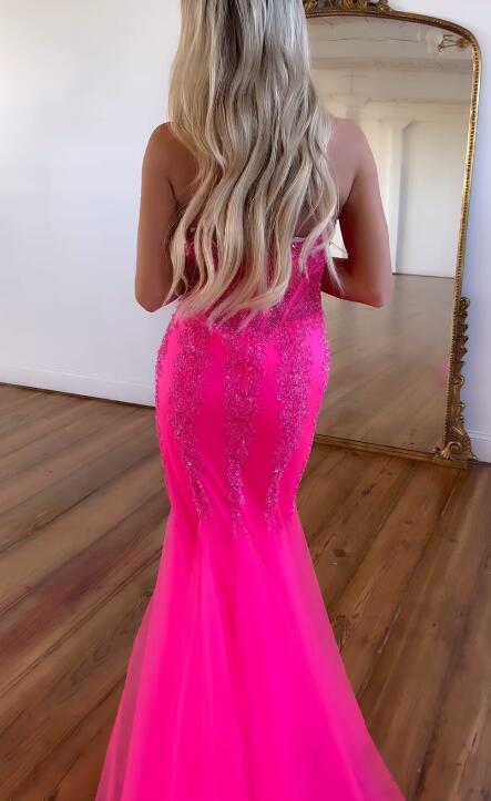 Strapless Mermaid Long Prom Dress with Beading