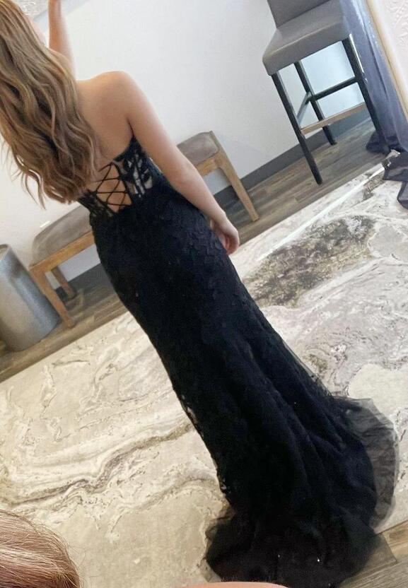 2023 Black Mermaid Lace Prom Dresses Homecoming Dresses DT1598