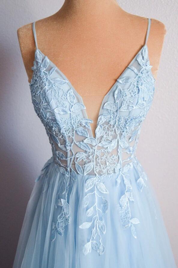 Light Blue Long Prom Dresses Homecoming Dresses DT1615