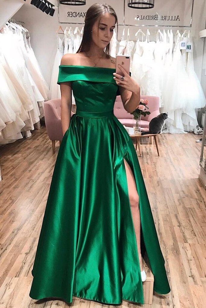 Green Prom Dresses Slit Skirt, Evening Dress, Formal Dress, Dance Dres DressesTailor Green Prom Dresses Slit Skirt, Evening Dress, Formal Dress, Dance Dres DressesTailor