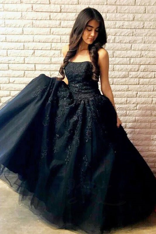 Black Lace Prom Dress, Prom Dresses, Pageant Dress, Evening Dress, Ball Dance Dresses, Graduation School Party Gown