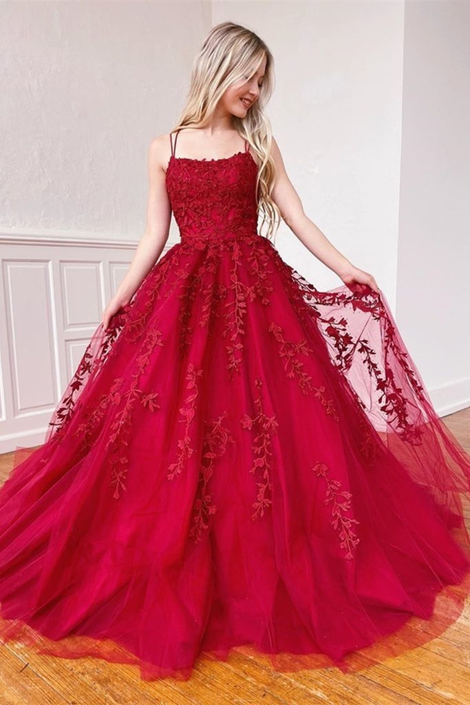Red Lace Prom Dresses 2022, Evening Dress, Formal Dress, Dance Dresses, Graduation School Party Gown
